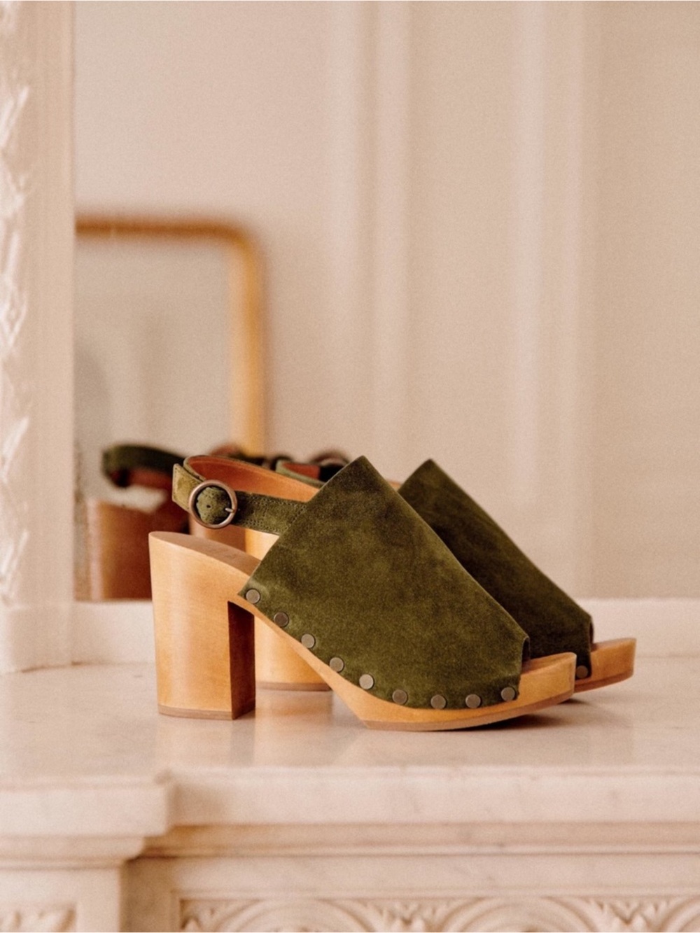 Dakota High Clogs Olive Green Suede